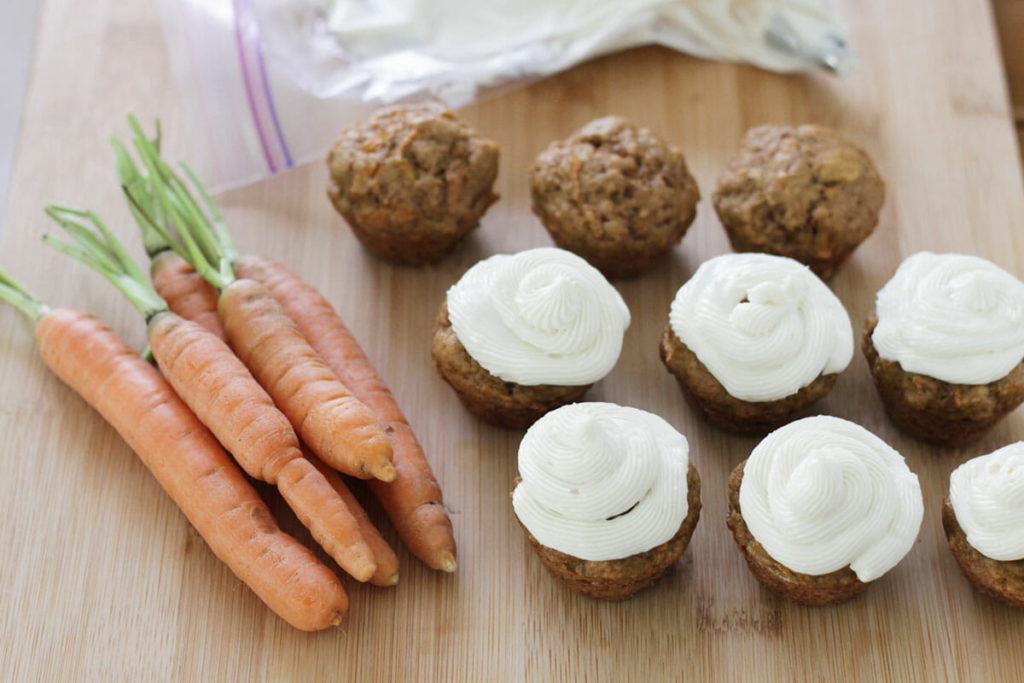 mini carrot cake cupcakes with cream cheese frosting